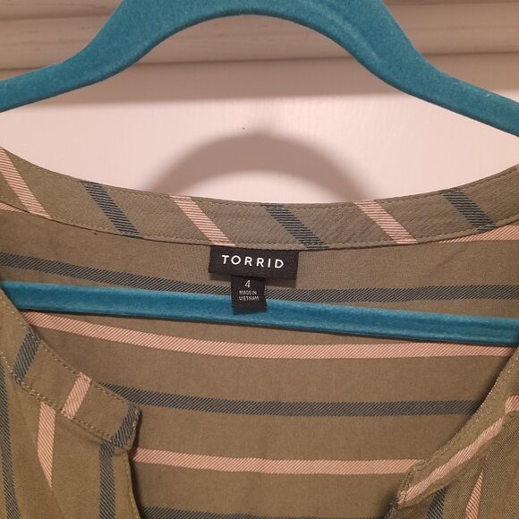 *BOGO FREE* Torrid Women's Size 4 | Green Mini Challis High-Low Shirt Dress - Picture 8 of 14